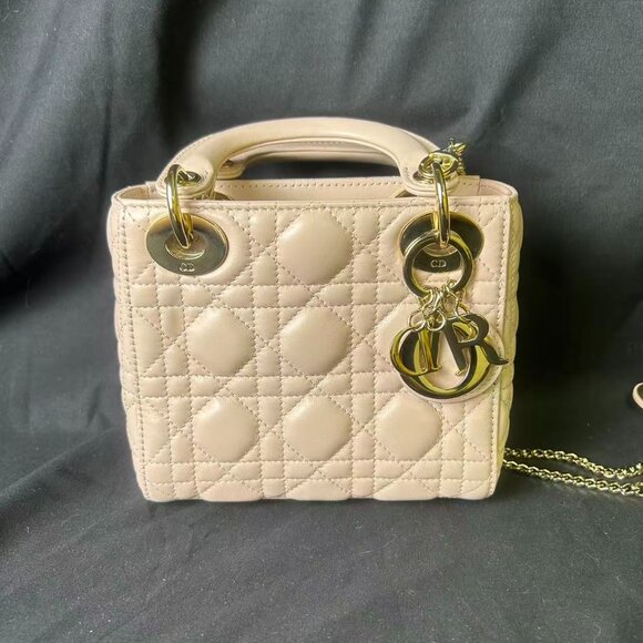 Lady Dior Mini Bag – Beige Lambskin with Gold Hardware - Picture 1 of 16